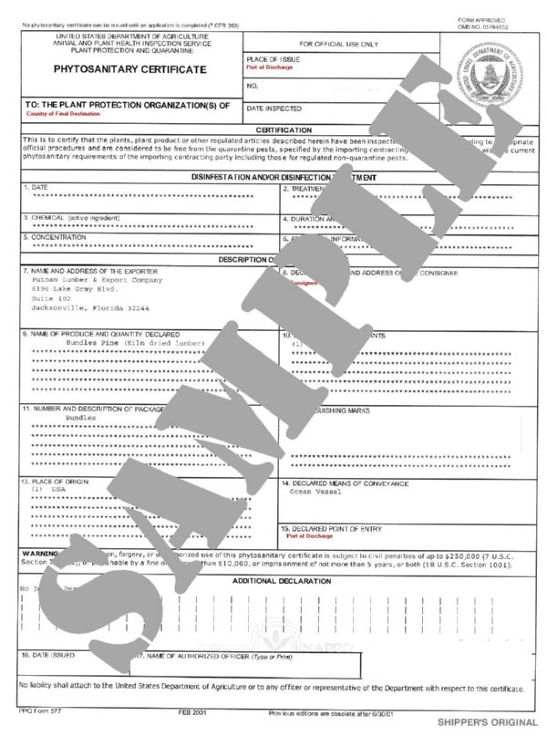 Phytosanitary Certificate